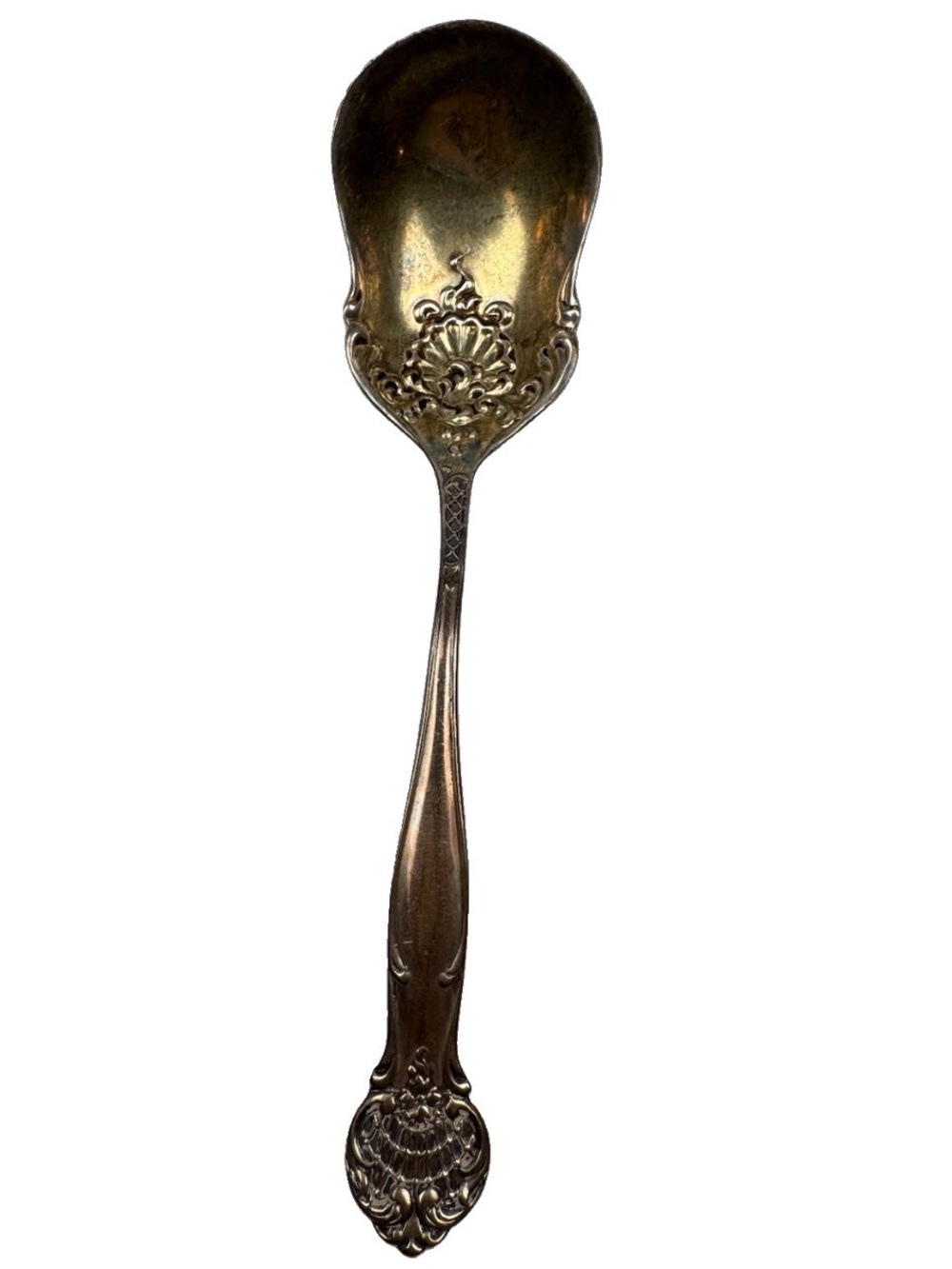 Antique Towle Stuart Sterling Silver 16g Sugar Spoon Gold Washed Gilt Bowl Pat.